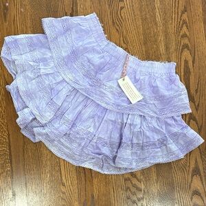 LoveShackFancy Lilac Pleated Mini Skirt